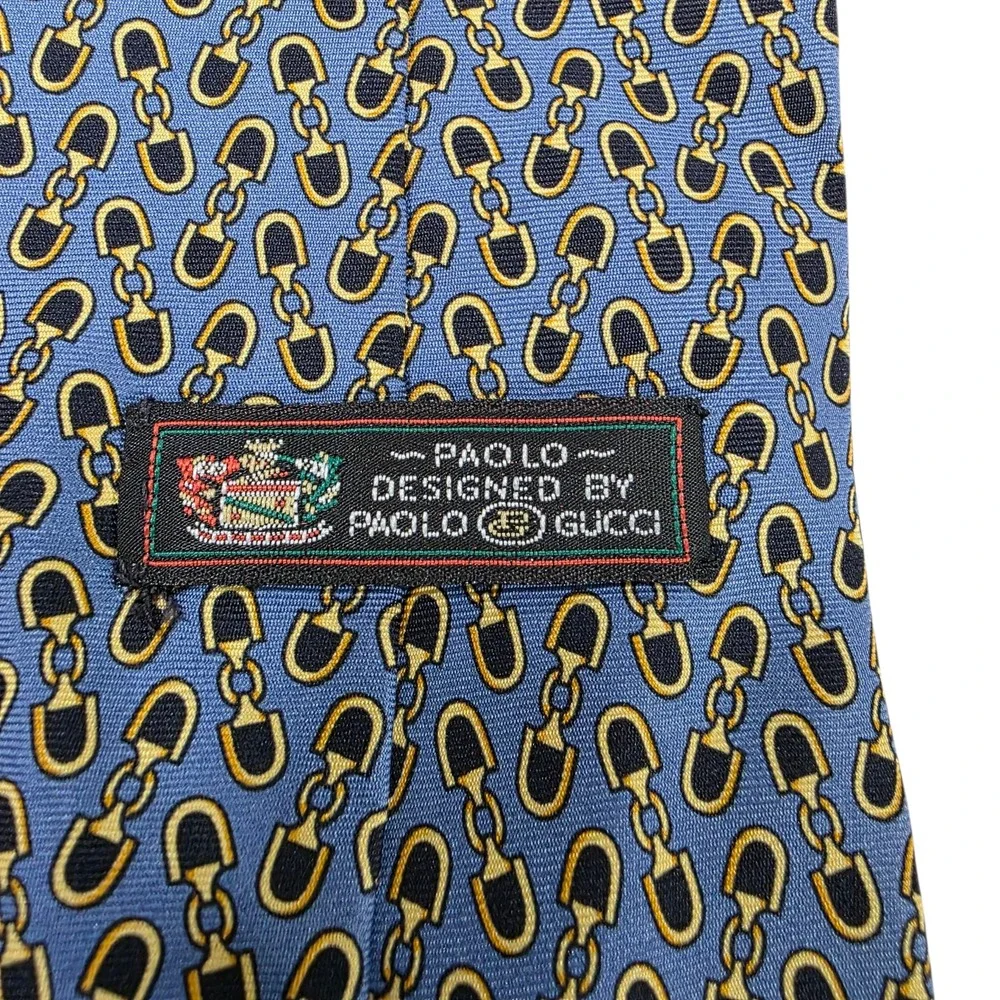 Paolo Designed By Paolo Gucci Mens‎ Necktie Blue One Size Silk Horse Bit Link